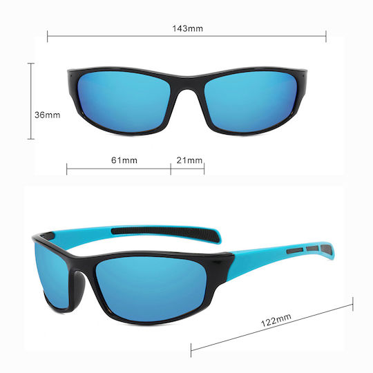 Techsuit Cycling Glasses 9937 with Black Frame & Multicolour Lenses