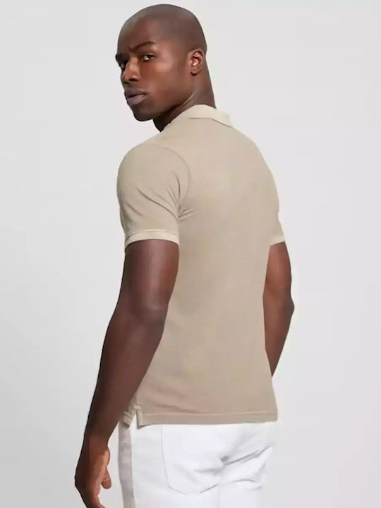 Guess Men's Short Sleeve Blouse Polo Beige