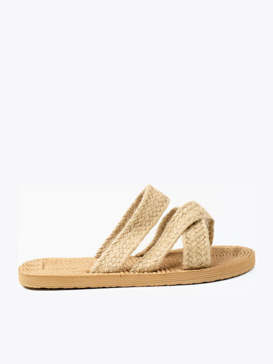 Flache Sandalen für Damen in Beige Farbe