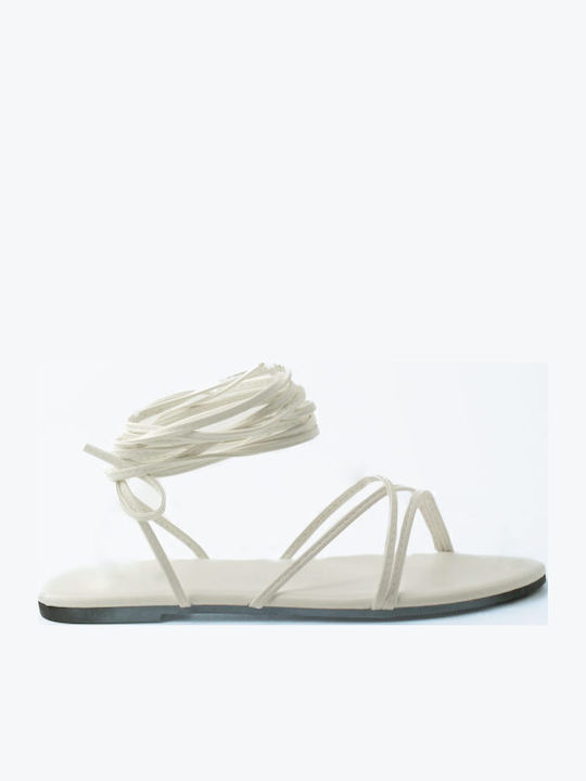 Flache Sandalen für Damen in Weiß Farbe