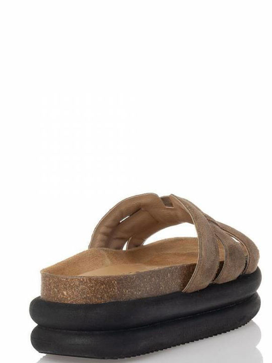 Sante Women's Flat Sandals in Tabac Brown Color