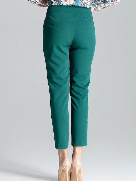 Lenitif Women's Fabric Capri Trousers Green