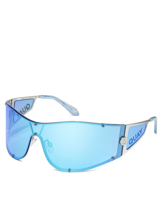 Quay Australia Sonnenbrillen mit Silber Rahmen und Hellblau Spiegel Linse NO-NS