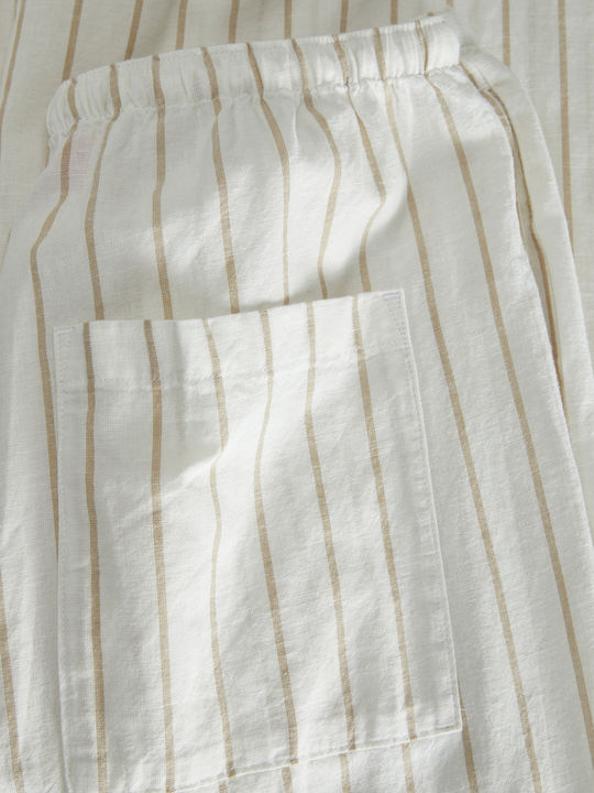 Femei Talie înaltă Din material textil Pantaloni cu elastic cu Croială Normală Albă