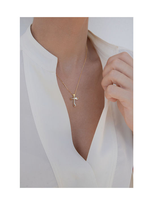 Kritsimis Damen Gold Kreuz 18K mit Kette