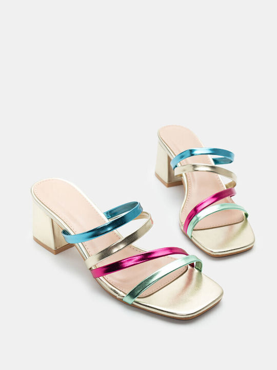 Luigi Synthetic Leather Women's Sandals Multicolour with Medium Heel