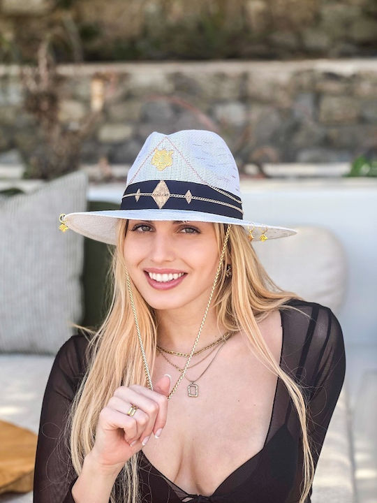 LiebeQueen Γυναικείο Ψάθινο Καπέλο Λευκό