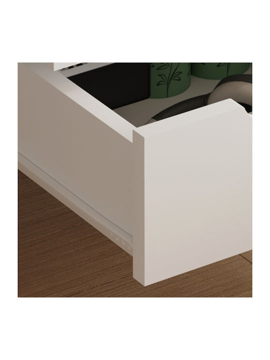 Bedside Table Dinkl Wooden White 29.7x29.7x45cm