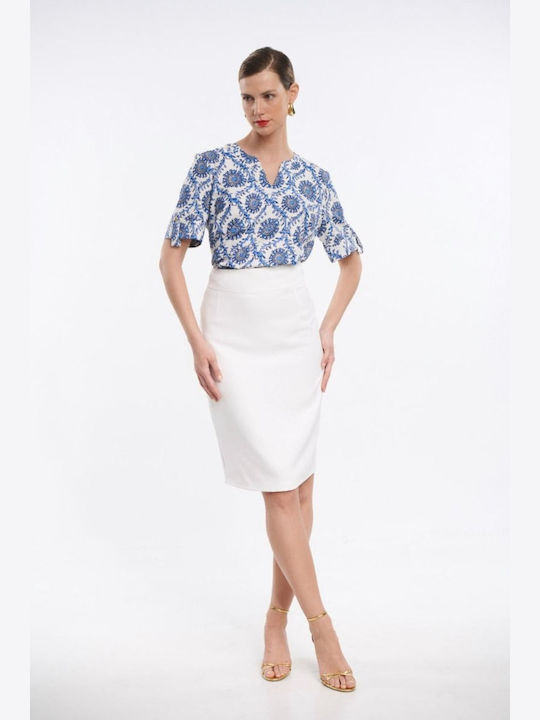 Set with High-waisted Skirt white