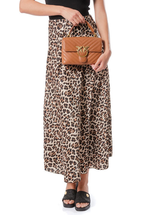 Silia D Satin Midi Skirt Leopard Animal Print