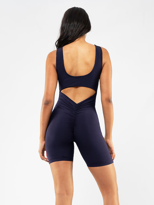 Women's Sleeveless One-piece Shorts Navy Blue