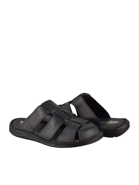 Leder Herrensandalen in Schwarz Farbe