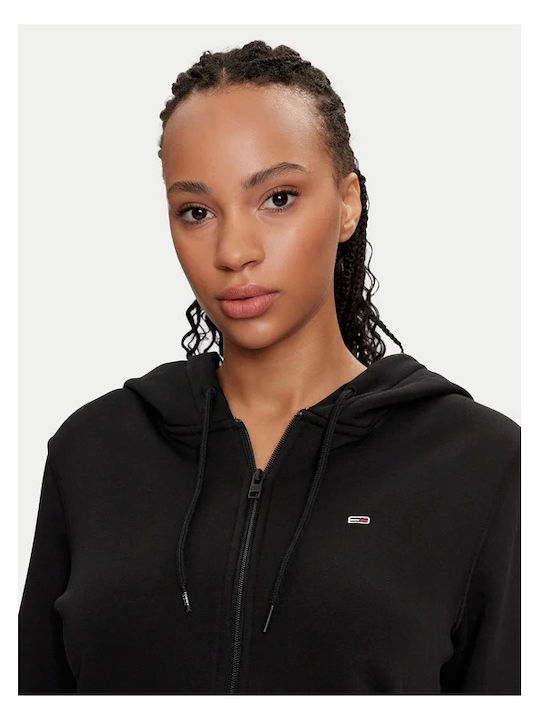 Damen Sweatshirtjacke Kapuzen Schwarz