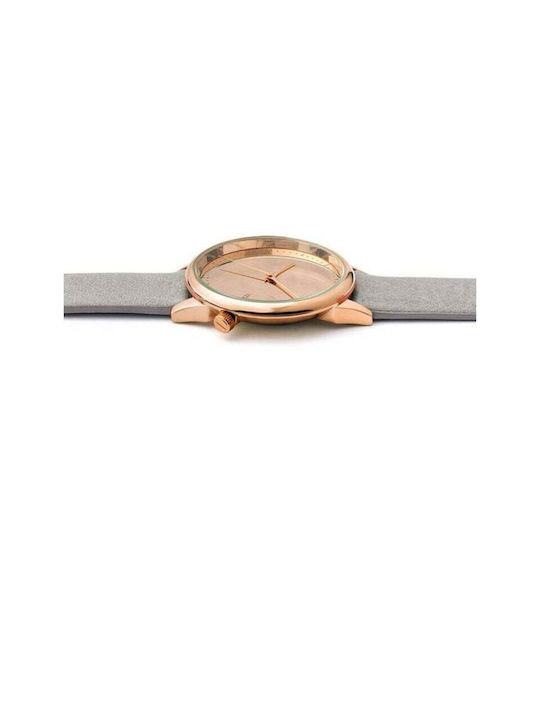 Komono Estelle Mirror Watch with Gray Leather Strap