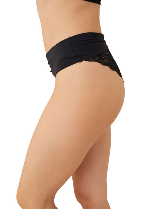 Avangard High-waisted Women's Brazil with Lace Black