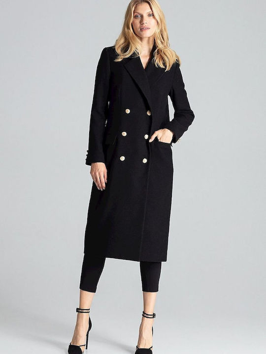 Figl Women's Coat with Buttons Black