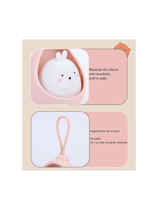Portable Night Light 2 Operating Modes Flippy Non-toxic Silicone Usb Rechargeable Motion Sensor Pink Bunny