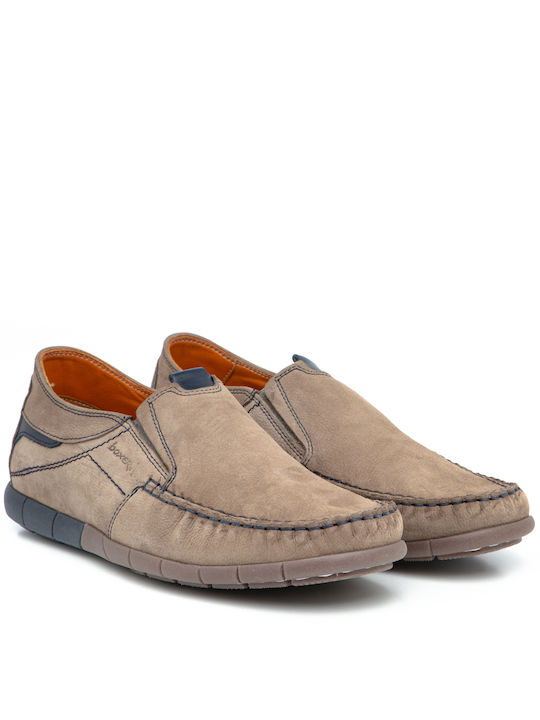 Boxer Δερμάτινα Ανδρικά Loafers σε Γκρι Χρώμα