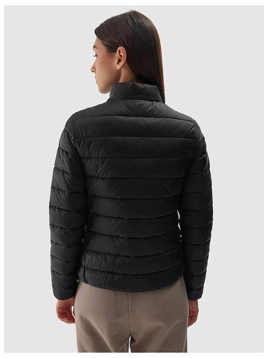 4F Kurz Damen Puffer Jacke für Winter Schwarz