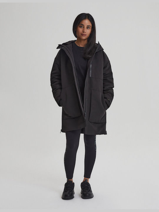 Diverse System Women's Long Lifestyle Jacket for Winter with Hood Black