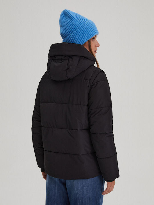 Kurz Damen Ärmellos Puffer Jacke für Winter Black