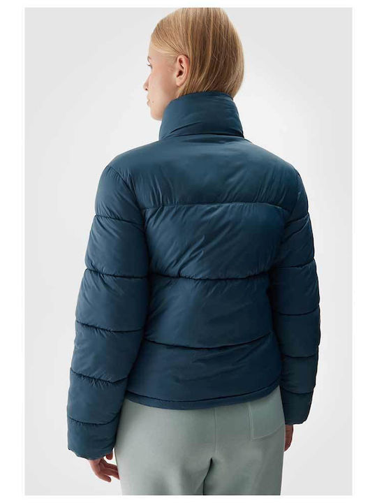 4F Women's Short Puffer Jacket for Winter Blue