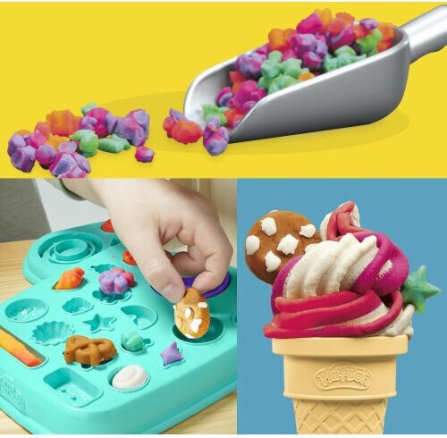 Hasbro Play-Doh Plasticine - Rainbow Swirl Ice Cream Game for Ages 3+, 5 Pieces