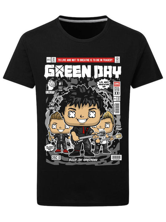 Pop Culture Green Day Θεματική Μπλούζα με Στάμπα Μαύρη