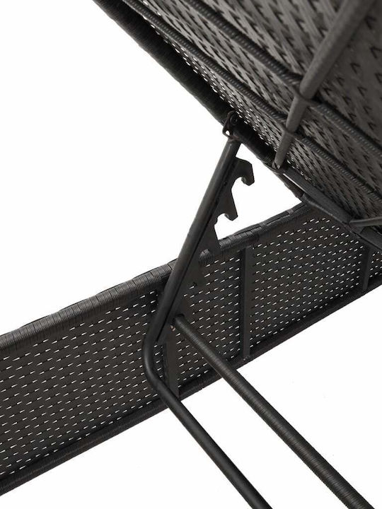 Liegestuhl Rattan mit Kissen Schwarz 2Stück 198x55x39cm.