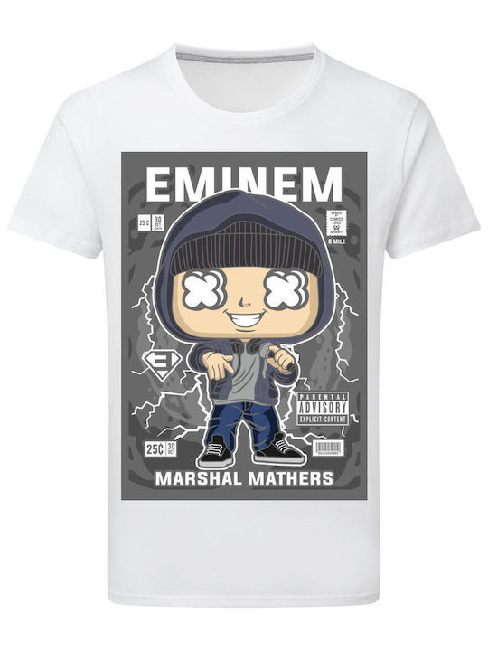Pop Culture Θεματική Μπλούζα με Στάμπα Eminem Λευκή