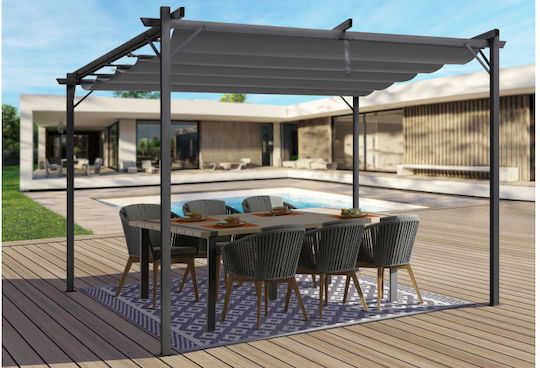 Gartenlaube Aus Metall Mit Decke In Grau Farbe 290x290x220cm