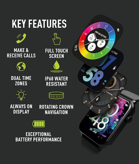 Reflex Active Series 30 36mm Smartwatch with Heart Rate Monitor (Black)