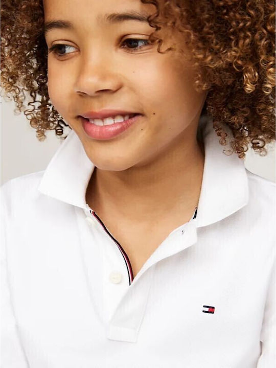 Kinderpolo Langarm Weiß Essential