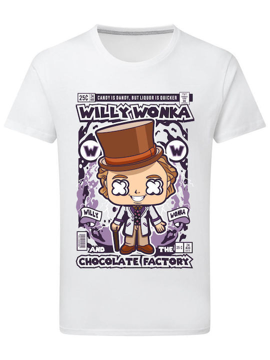 Pop Culture Willy Wonka And The Chocolate Factory Θεματική Μπλούζα με Στάμπα Λευκή