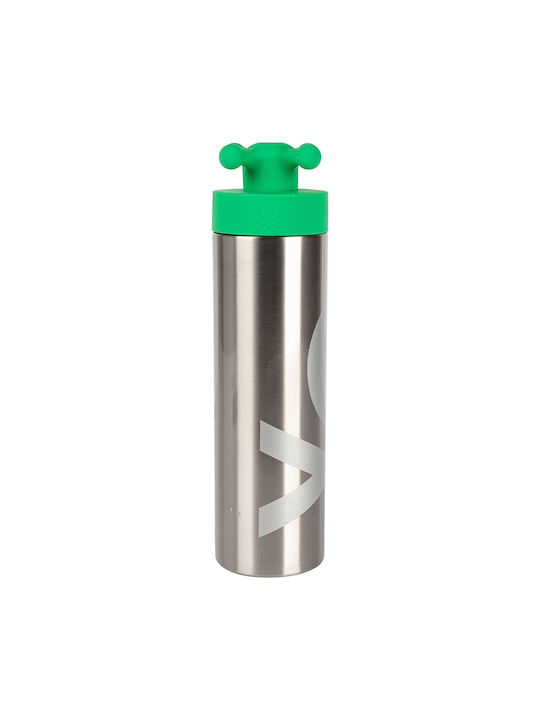 Benetton Sport Water Bottle Stainless Steel 500ml Silver