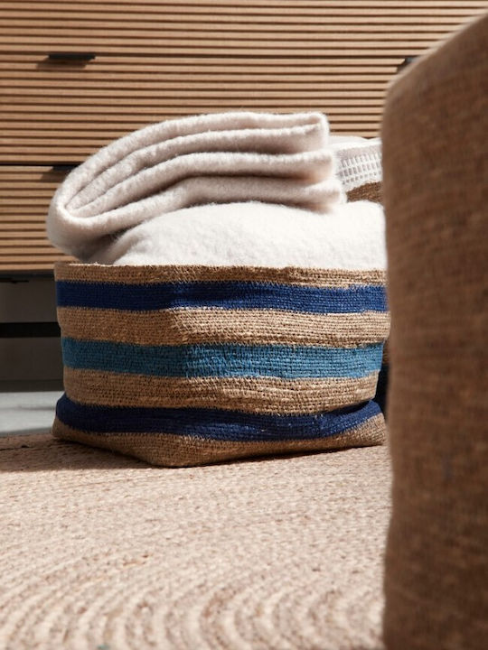 Bizzotto Set of Decorative Baskets Straw Blue 37x37x28cm 3pcs