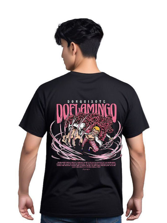 Pop Culture T-shirt Ein Stück Schwarz Ein Stück Flamingo