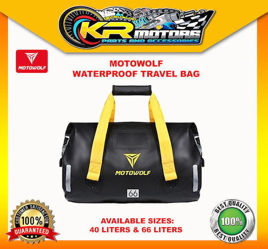 Motowolf Waterproof Motorcycle Tail Bag 66lt Black