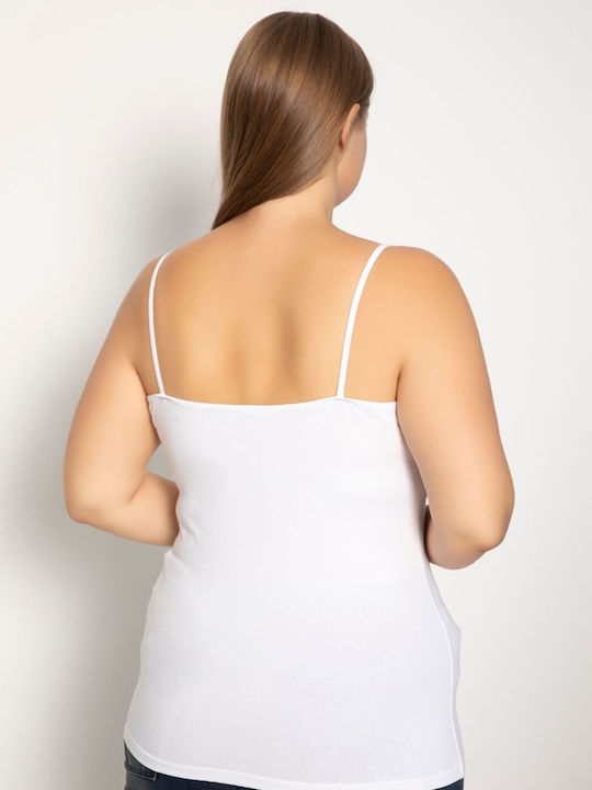 Women's Cotton T-Shirt with Spaghetti Strap White