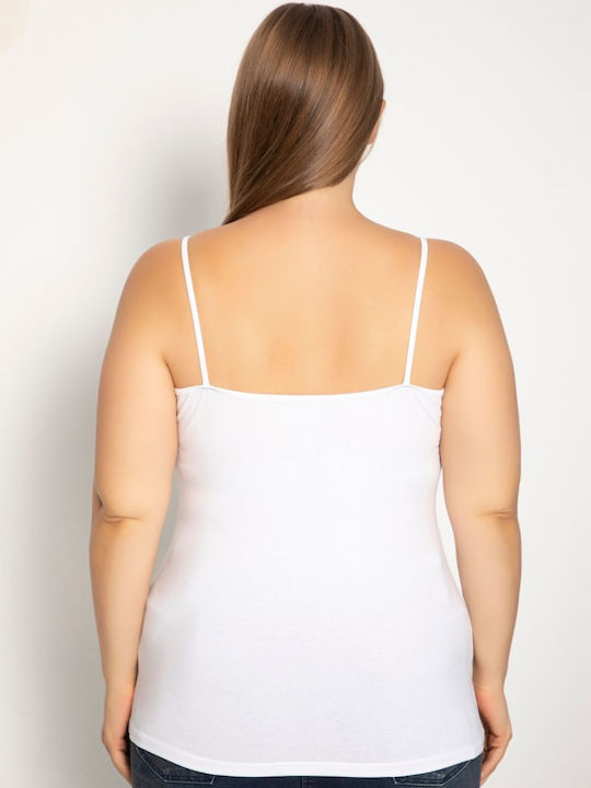 Women's Cotton T-Shirt with Spaghetti Strap White