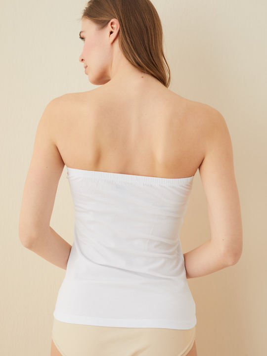 Tricou fără bretele pentru femei Berrak Margaret Cotton White