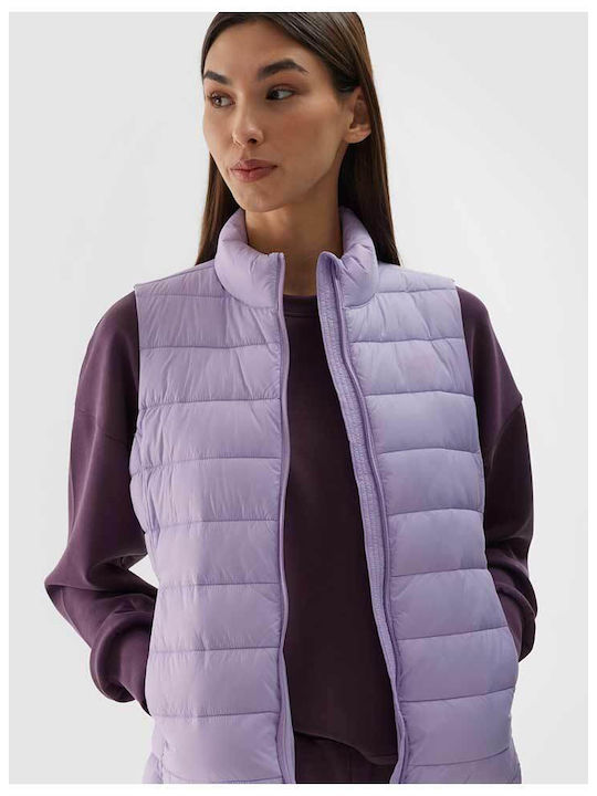 Women's Short Puffer Jacket for Spring or Autumn Purple