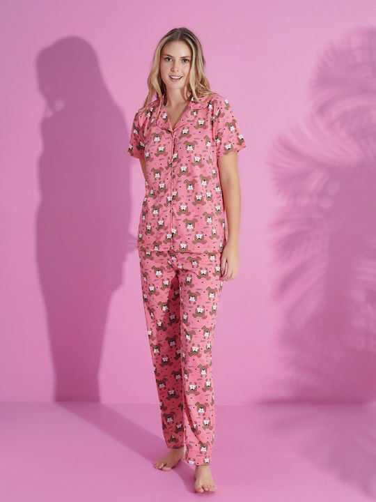 Pijamale pentru femei Pijamood Woff Viscose Roz
