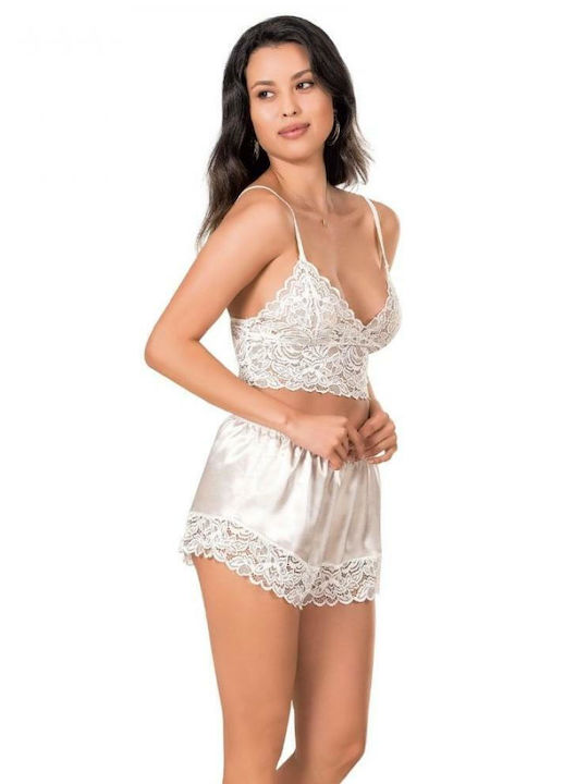 Moongirl De vară Satin Babydoll Alb