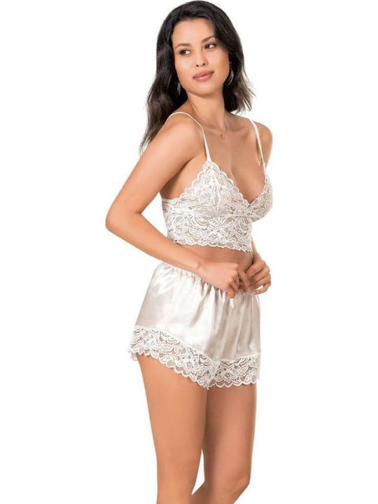 Moongirl Satin Babydoll Alb Moongirl Satin Babydoll Alb