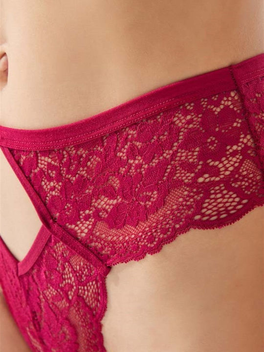 Talie înaltă Femeie Șir de caractere cu Dantelă Burgundy