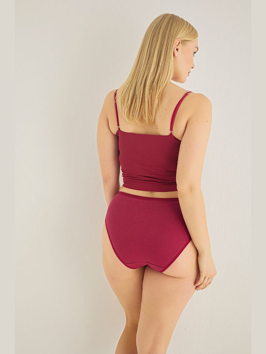 Sexen Cotton High-waisted Women's Slip Burgundy