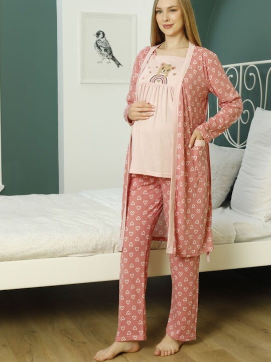 PijaMood Robe de maternitate și alăptare în culoarea Roz