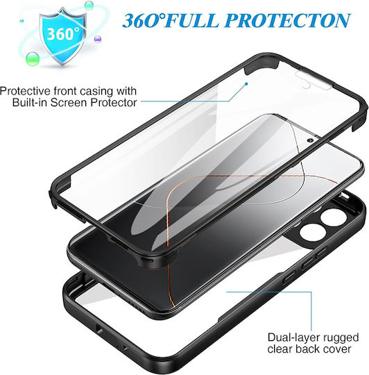 Techsuit ColorVerse 360 Full Cover Silicone Set with Tempered Glass Black Xiaomi 14