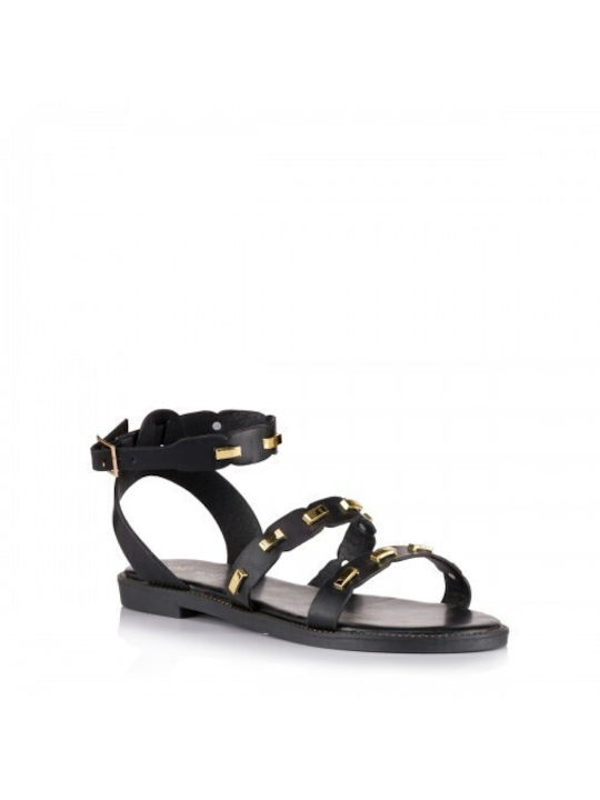 Envie Shoes Damen Flache Sandalen mit Riemen in Schwarz Farbe